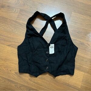 Abercrombie Linen Vest Top Adjustable